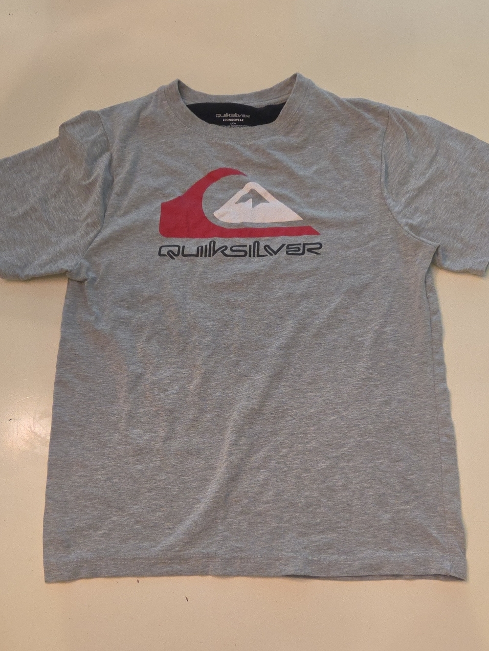 Quiksilver Gray Red Big Logo Graphic Tee S